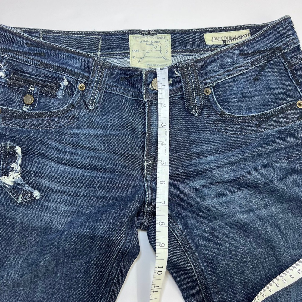Taverniti So Jeans Janis Punk Women Size 29 Dark Blue Distressed Low Rise Flare - Picture 6 of 13